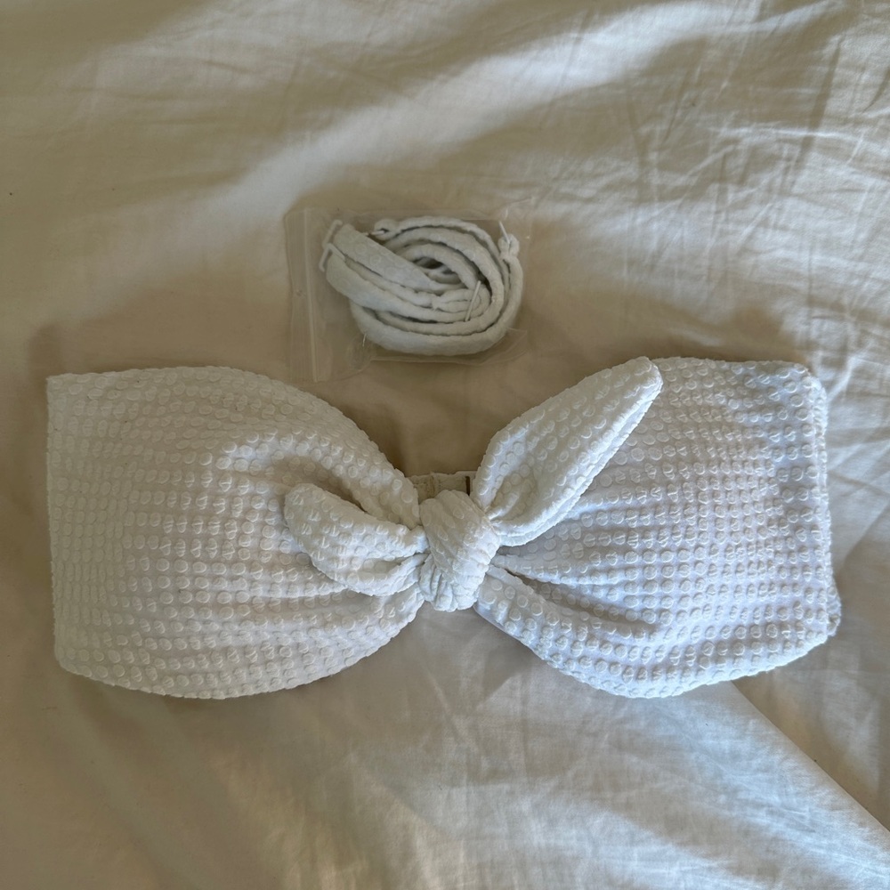 Aerie jacquard tie bikini top size S